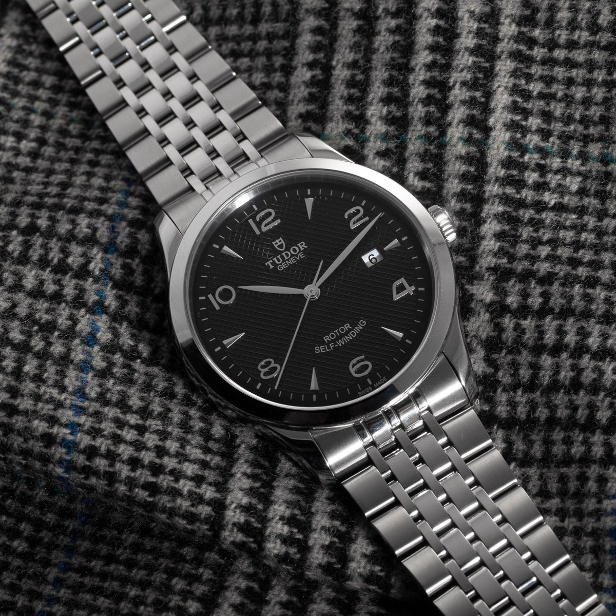 Tudor 1926 Automatic Black Dial Silver Steel Strap Watch for Men - M91650-0002
