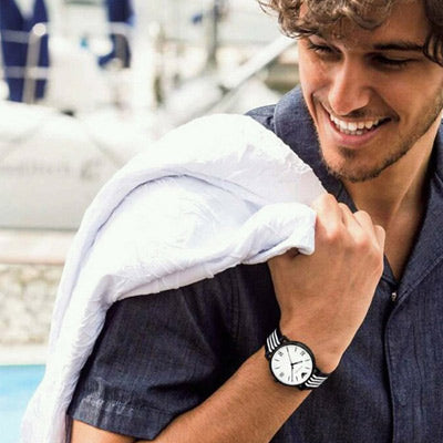 Emporio Armani Kappa White Dial Two Tone NATO Strap Watch For Men - AR80005