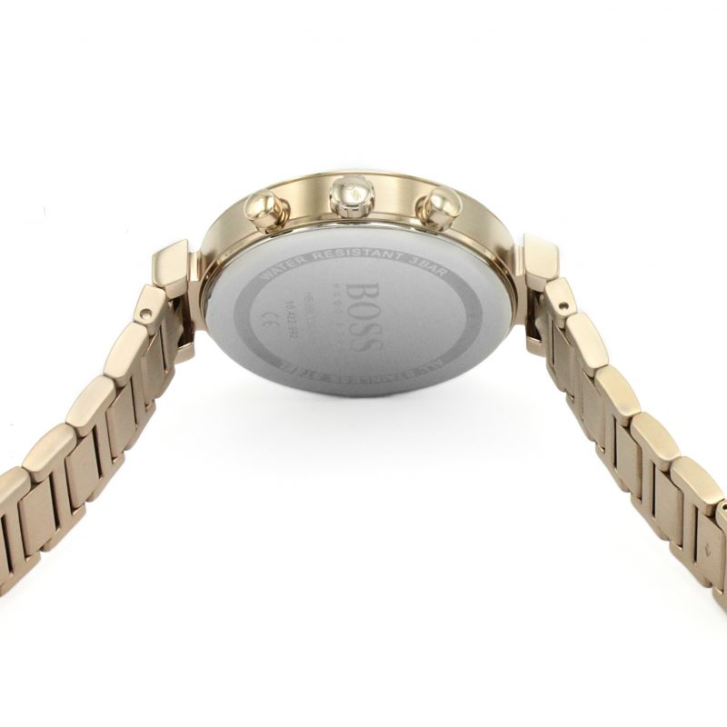 Hugo Boss Flawless Chronograph Silver Dial Rose Gold Steel Strap Watch for Women -1502531
