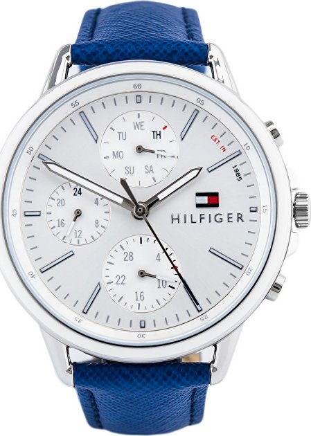 Shop Authentic Tommy Hilfiger Carly Silver Dial Blue Leather Strap Watch for Women - 1781791 - Luxxuri