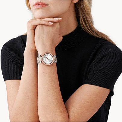 Michael Kors Darci Silver Dial Two Tone Stainless Steel Strap Watch for Women - MK3203