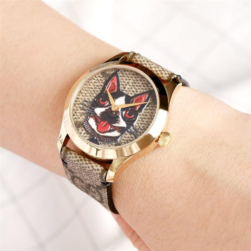 Gucci G-Timeless Brown Dial Brown Leather Strap Unisex Watch - YA1264057