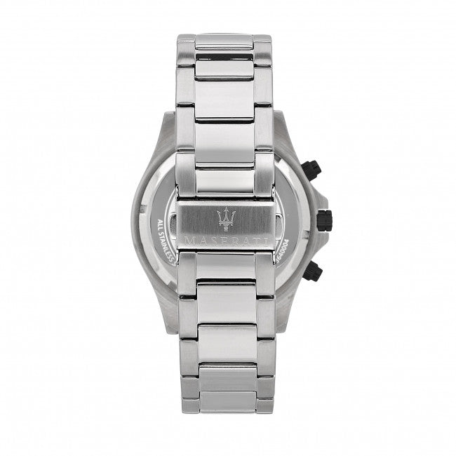 Maserati SFIDA Chronograph White Dial Silver Steel Strap Watch For Men - R8873640003