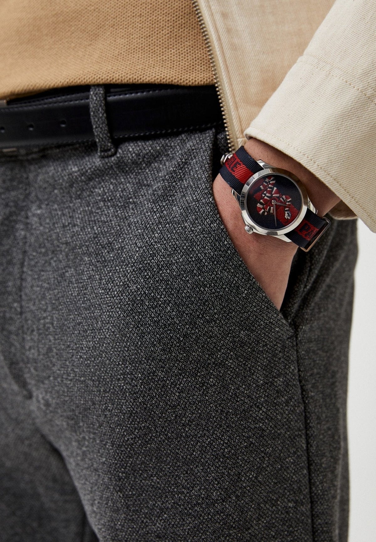 Gucci Le Marche Des Merveilles Blue Red Dial Blue Red Nylon Strap Unisex Watch - YA126493
