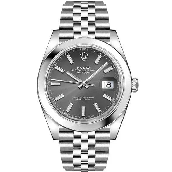 Rolex Datejust 41 Oyster Grey Dial Silver Oystersteel Bracelet Watch for Men - M126300-0008