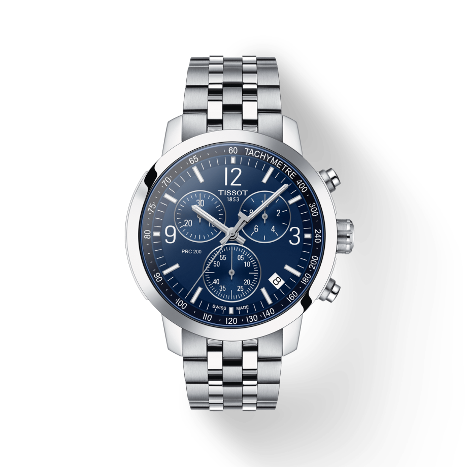 Shop Authentic Tissot PRC 200 Chronograph Quartz Blue Dial Silver Steel Strap Watch For Men - T114.417.11.047.00 - Luxxuri