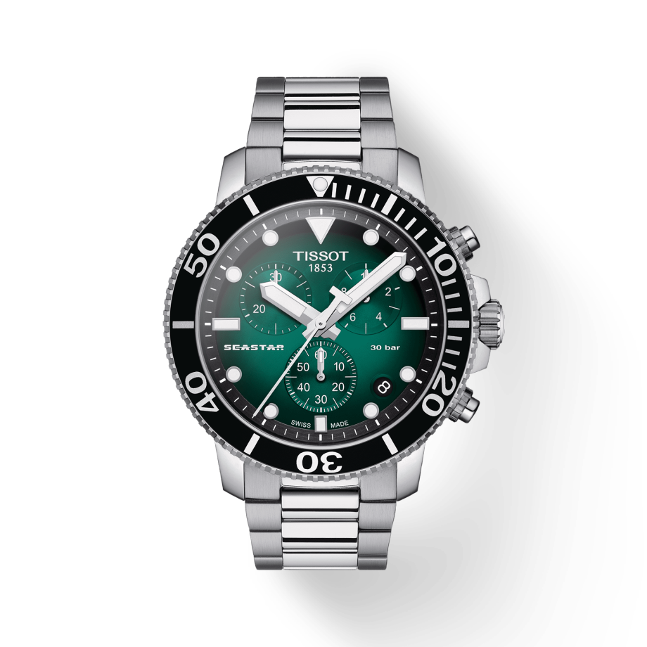 Shop Authentic Tissot Seastar 1000 Chronograph Green Dial Silver Steel Strap Watch For Men - T120.417.11.091.01 - Luxxuri