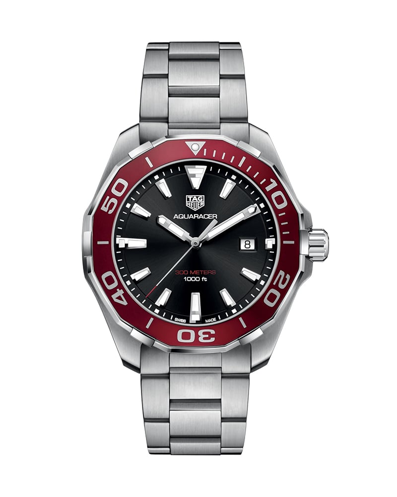 Shop Authentic Tag Heuer Aquaracer Black Dial Silver Steel Strap Watch for Men - WAY101B.BA0746 - Luxxuri