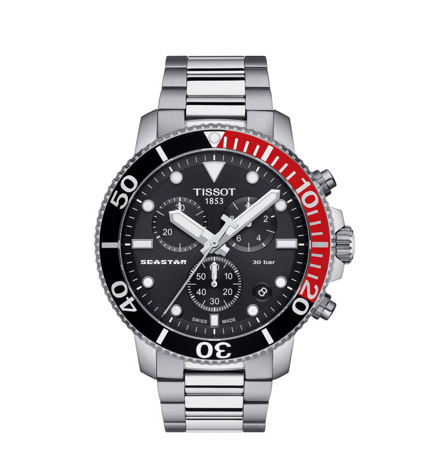 Shop Authentic Tissot Seastar 1000 Chronograph Black Dial Silver Steel Strap Watch For Men - T120.417.11.051.01 - Luxxuri