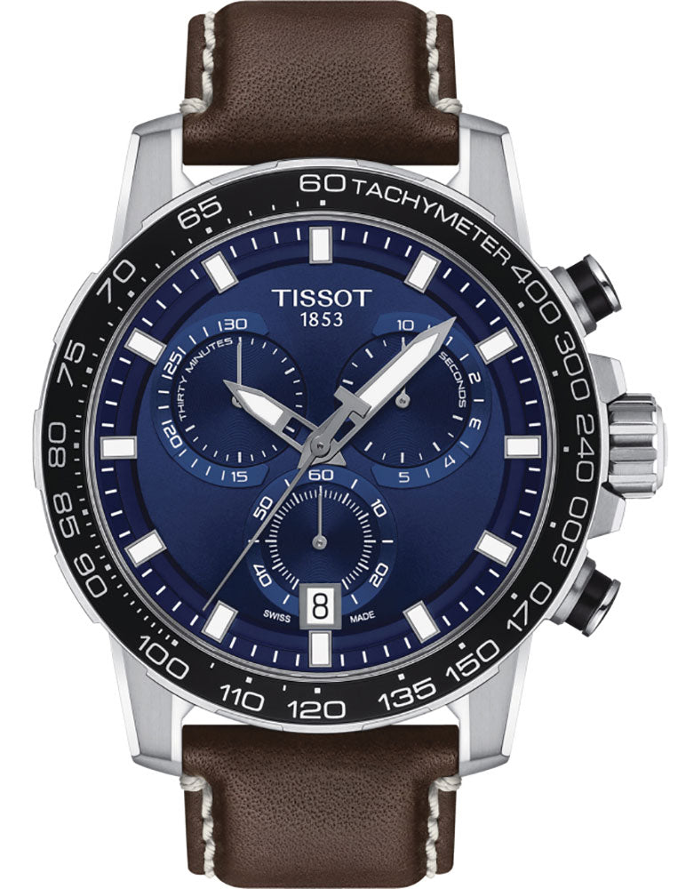Shop Authentic Tissot Supersport Chrono Blue Dial Brown Leather Strap Watch For Men - T125.617.16.041.00 - Luxxuri