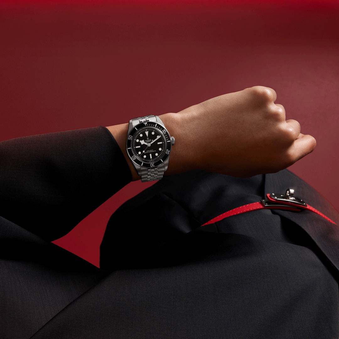 Tudor Black Bay Black Dial Silver Steel Strap Watch for Men - M7941A1A0NU-0003