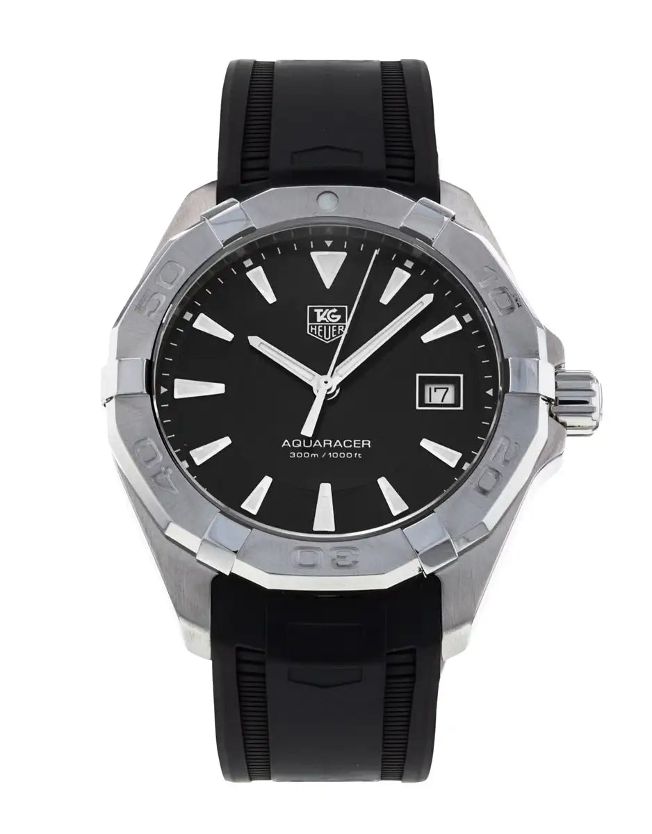 Shop Authentic Tag Heuer Aquaracer Quartz Black Dial Black Rubber Strap Watch for Men - WAY1110.FT8021 - Luxxuri