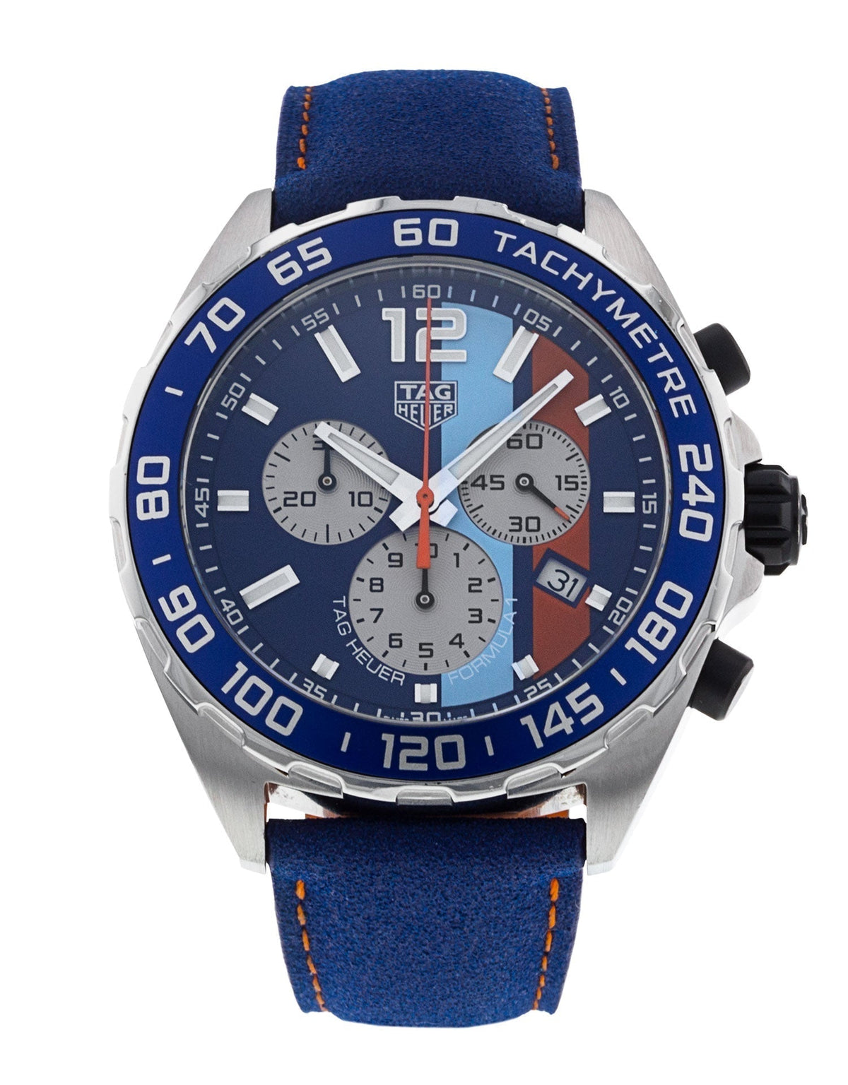 Shop Authentic Tag Heuer Formula 1 Gulf Edition Blue Dial Blue Leather Strap Watch for Men - CAZ101N.FC8243 - Luxxuri