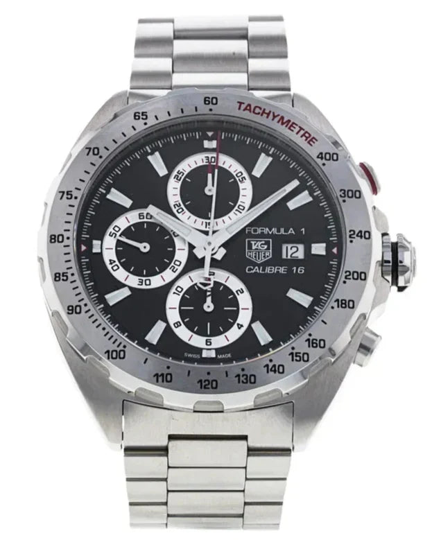 Tag Heuer Formula 1 Calibre 16 Automatic Chronograph Black Dial Silver Steel Strap Watch for Men - CAZ2010.BA0876