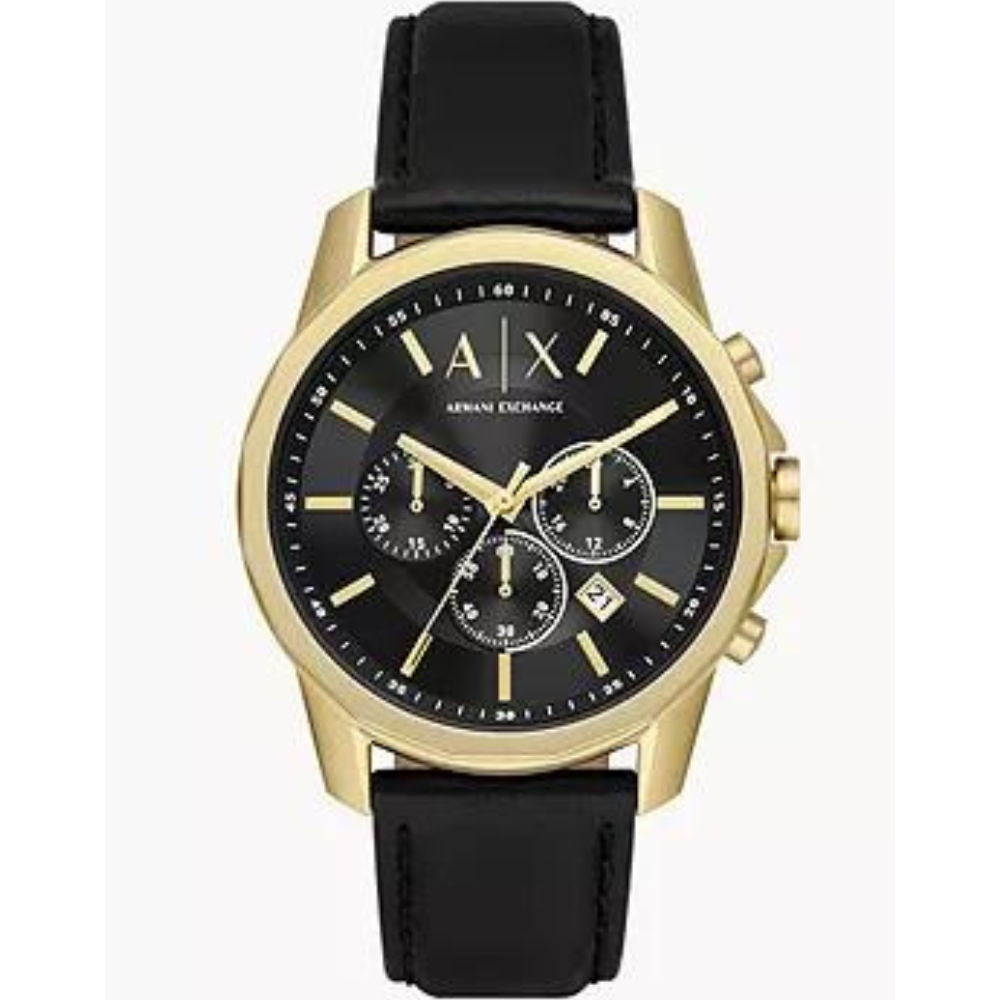 Shop Authentic Armani Exchange Outerbanks Chronograph Black Dial Black Leather Strap Watch For Men - AX7133 - Luxxuri