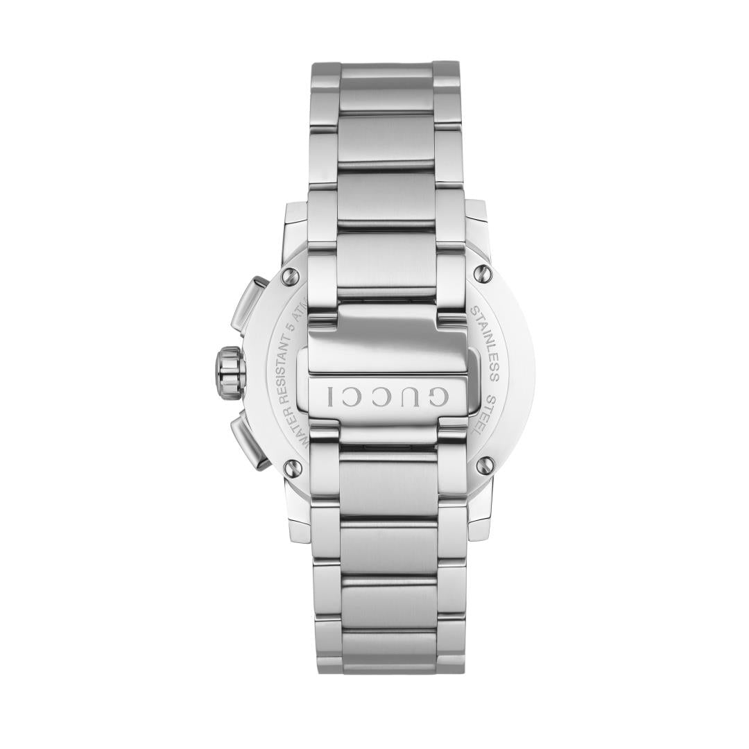 Gucci G Chrono Black Dial Silver Steel Strap Watch For Men - YA101204