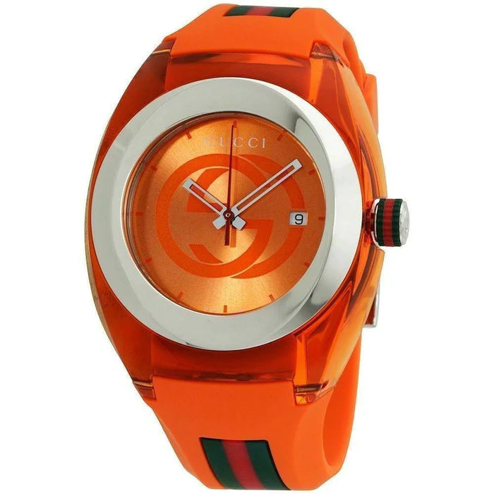 Shop Authentic Gucci Sync XXL Quartz Orange Dial Orange Rubber Strap Unisex Watch - YA137108 - Luxxuri