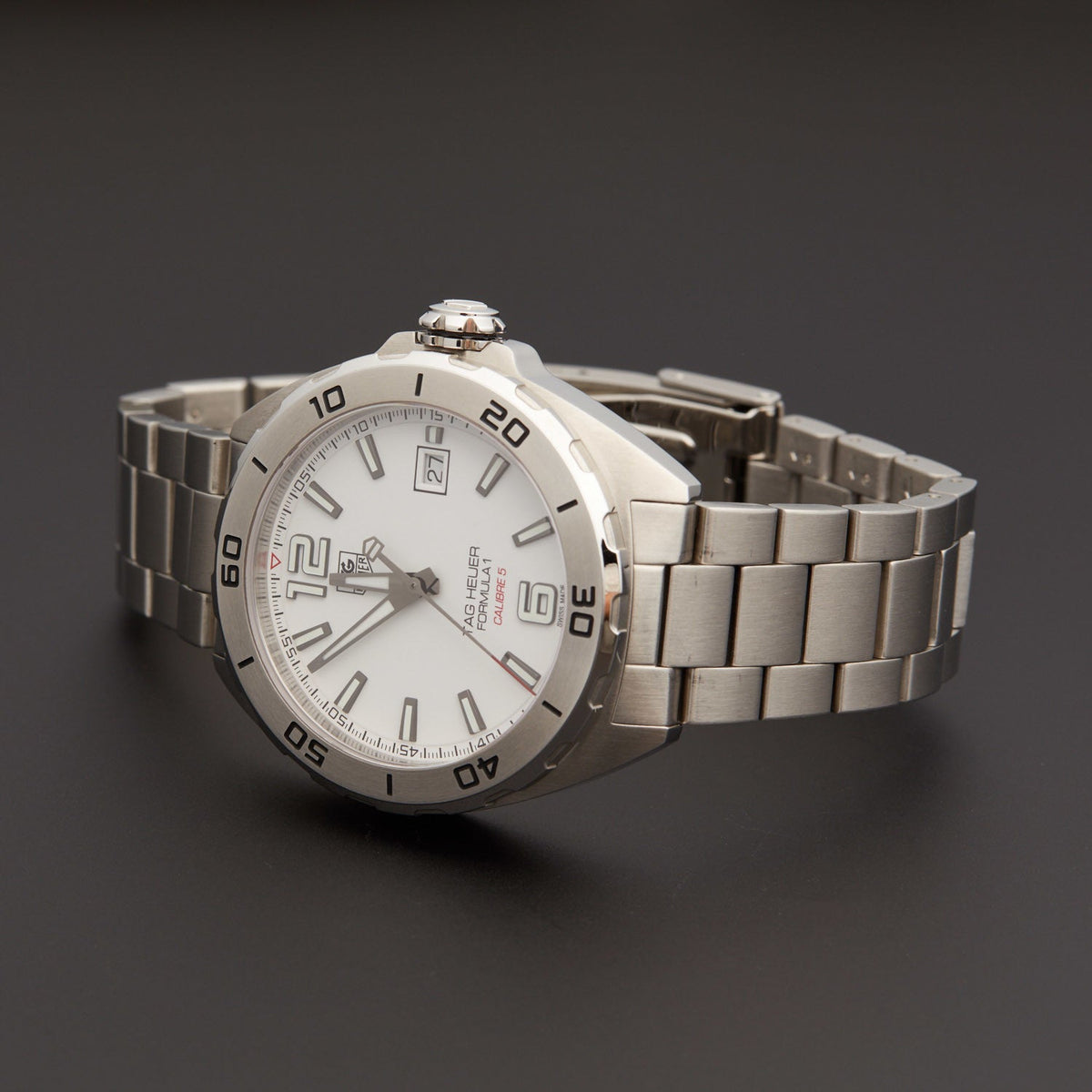 Tag Heuer Formula 1 Calibre 5 Automatic White Dial Silver Steel Strap Watch for Men - WAZ2114.BA0875