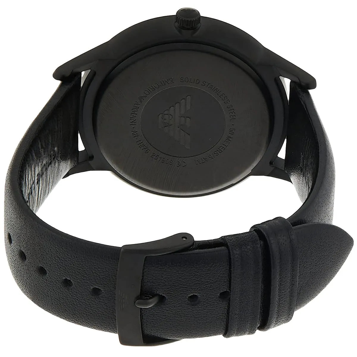 Emporio Armani Renato Black Dial Black Leather Strap Watch for Men - AR11276