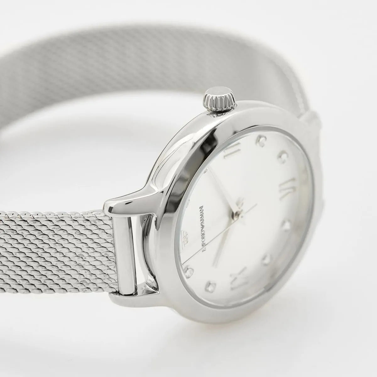 Emporio Armani Cleo Silver Dial Silver Mesh Strap Watch for Women - AR11584