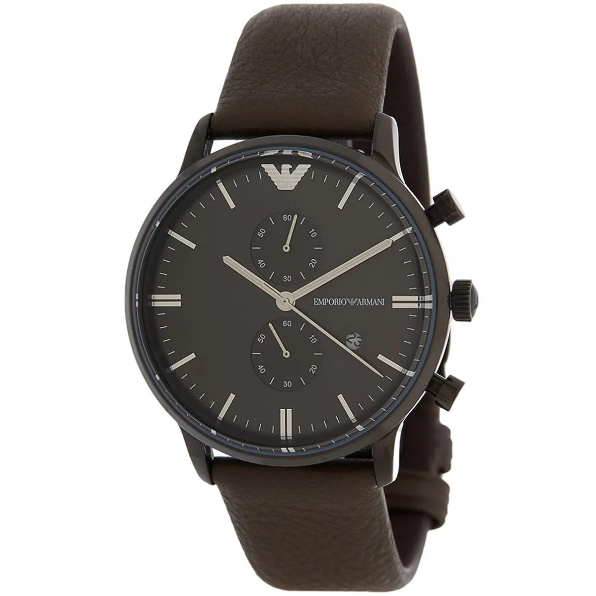 Emporio Armani Retro Chronograph Brown Dial Brown Leather Strap Watch for Men - AR1932