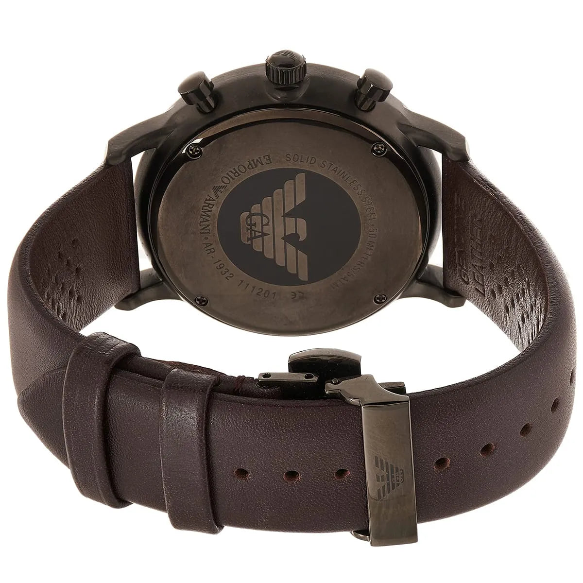 Emporio Armani Retro Chronograph Brown Dial Brown Leather Strap Watch for Men - AR1932