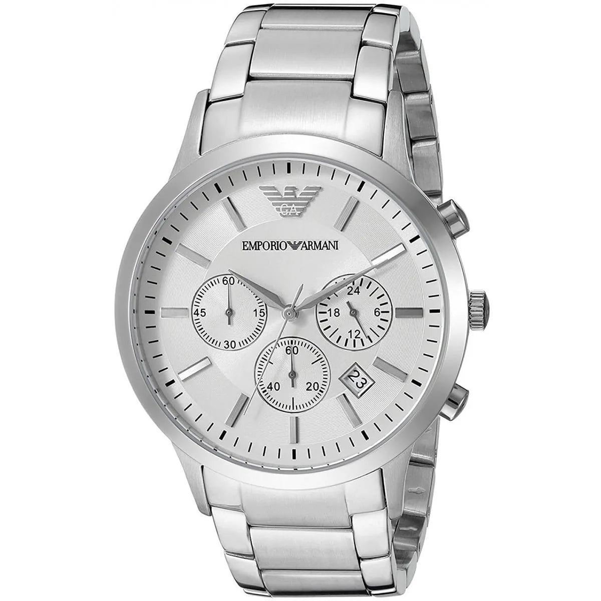 Emporio Armani Renato Chronograph White Dial Silver Steel Strap Watch for Women - AR2459