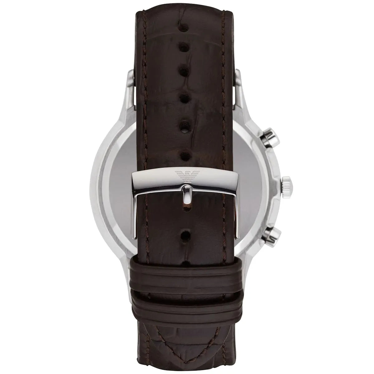 Emporio Armani Renato Chronograph Blue Dial Black Leather Strap Watch for Men - AR2494
