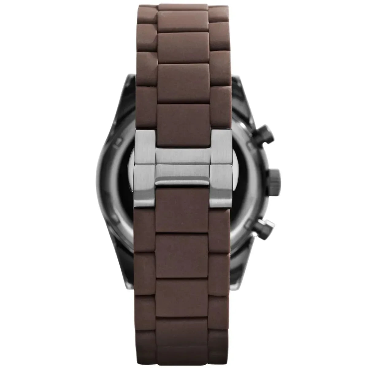 Emporio Armani Tazio Chronograph Black Dial Brown Silicone Strap Watch for Men - AR5990