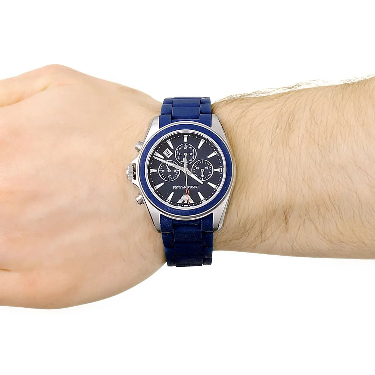 Emporio Armani Sigma Chronograph Blue Dial Blue Silicone Strap Watch for Men - AR6068
