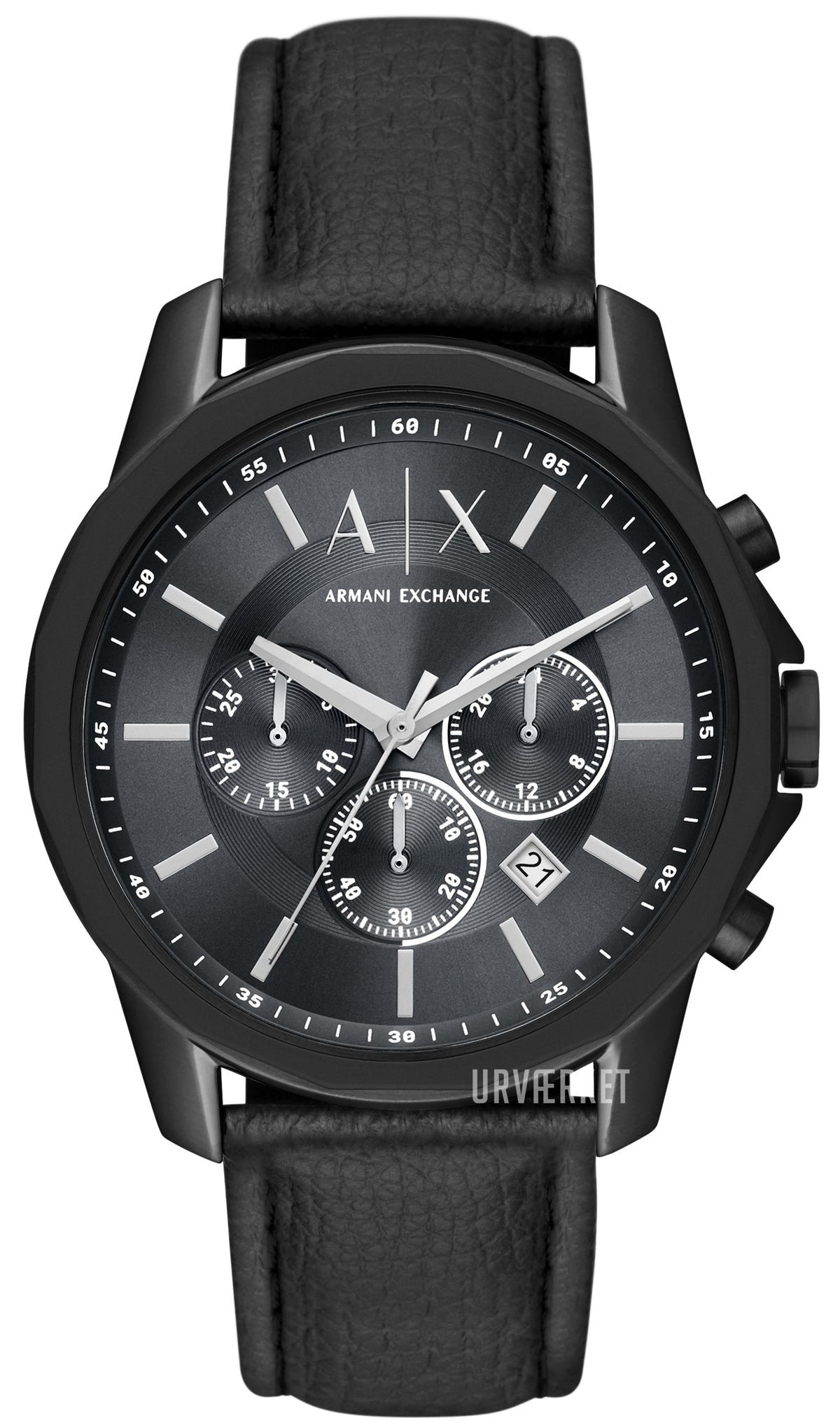 Shop Authentic Armani Exchange Banks Chronograph Black Dial Black Leather Strap Watch For Men - AX1724 - Luxxuri