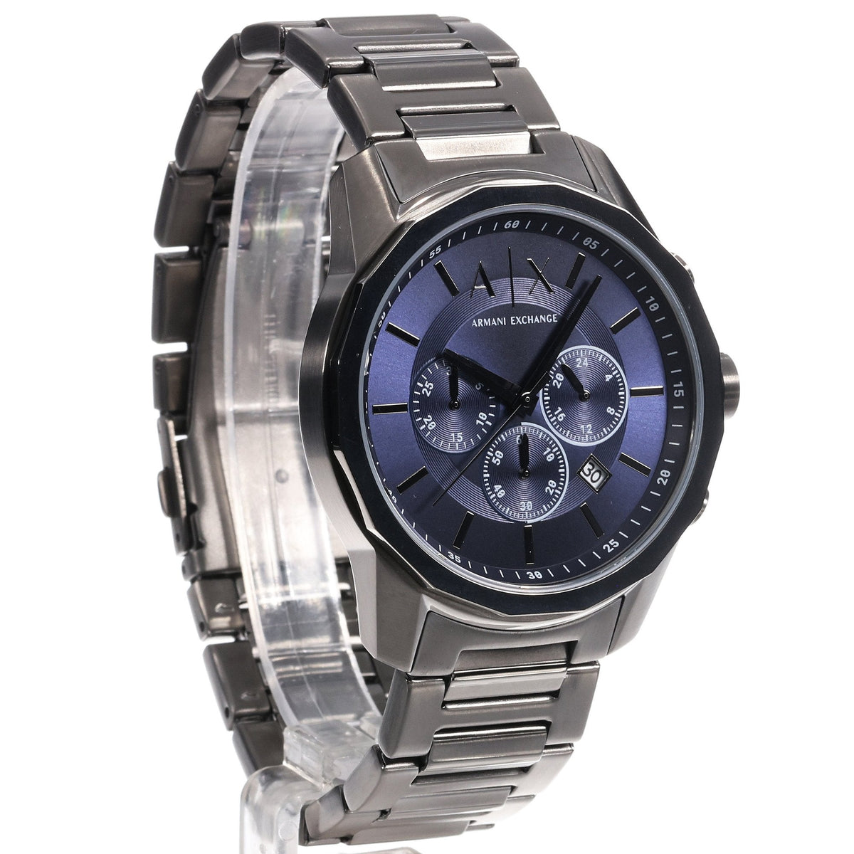 Shop Authentic Armani Exchange Banks Chronograph Blue Dial Grey Steel Strap Watch For Men - AX1731 - Luxxuri
