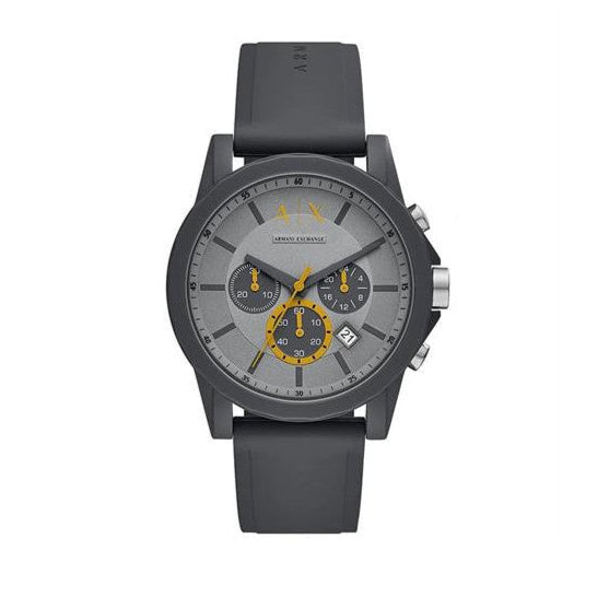 Shop Authentic Armani Exchange Outerbanks Chronograph Grey Dial Grey Silicone Strap Watch For Men - AX7123 - Luxxuri