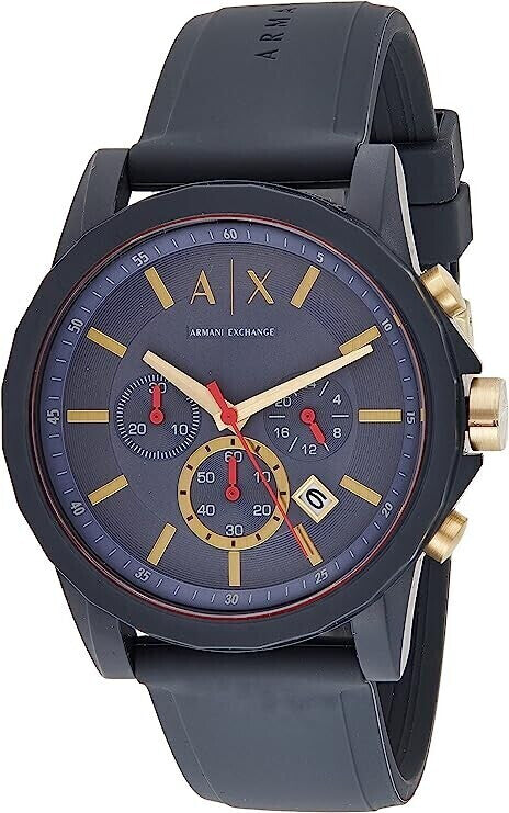 Shop Authentic Armani Exchange Outerbanks Chronograph Blue Dial Blue Silicone Strap Watch For Men - AX1335 - Luxxuri