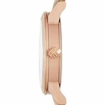 Burberry The City Diamonds Gold Dial Beige Leather Strap Watch for Women - BU9131