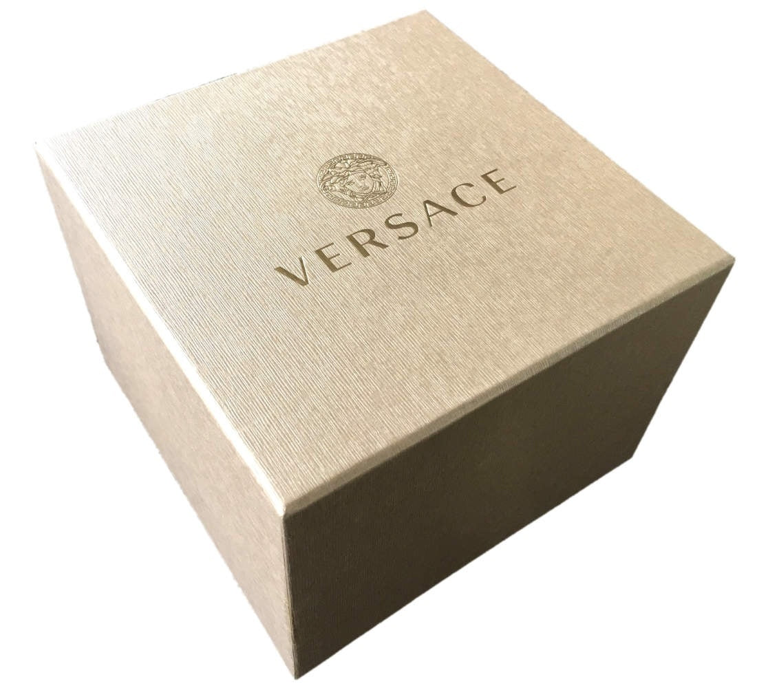 Versace V Circle Quartz White Dial Brown Leather Strap Watch For Women - VBP08017