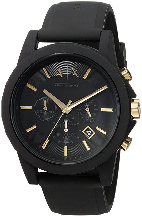 Shop Authentic Armani Exchange Outerbanks Chronograph Black Dial Black Steel Strap Watch For Men - AX7105 - Luxxuri