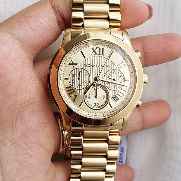 Michael Kors Cooper Gold Dial Gold Steel Strap Watch for Women - MK6274