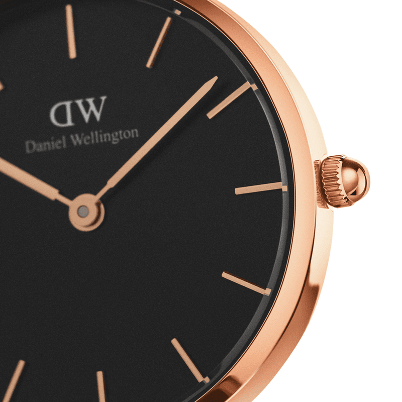 Daniel Wellington Petite Ashfield Black Dial Black Mesh Strap Watch For Women - DW00100245