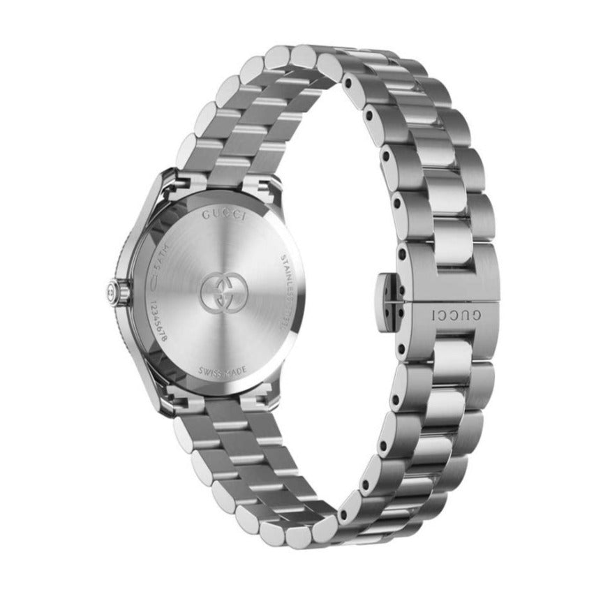 Gucci G Timeless Diamonds Mother of Pearl Pink Dial Silver Steel Strap Watch for Women - YA1265062