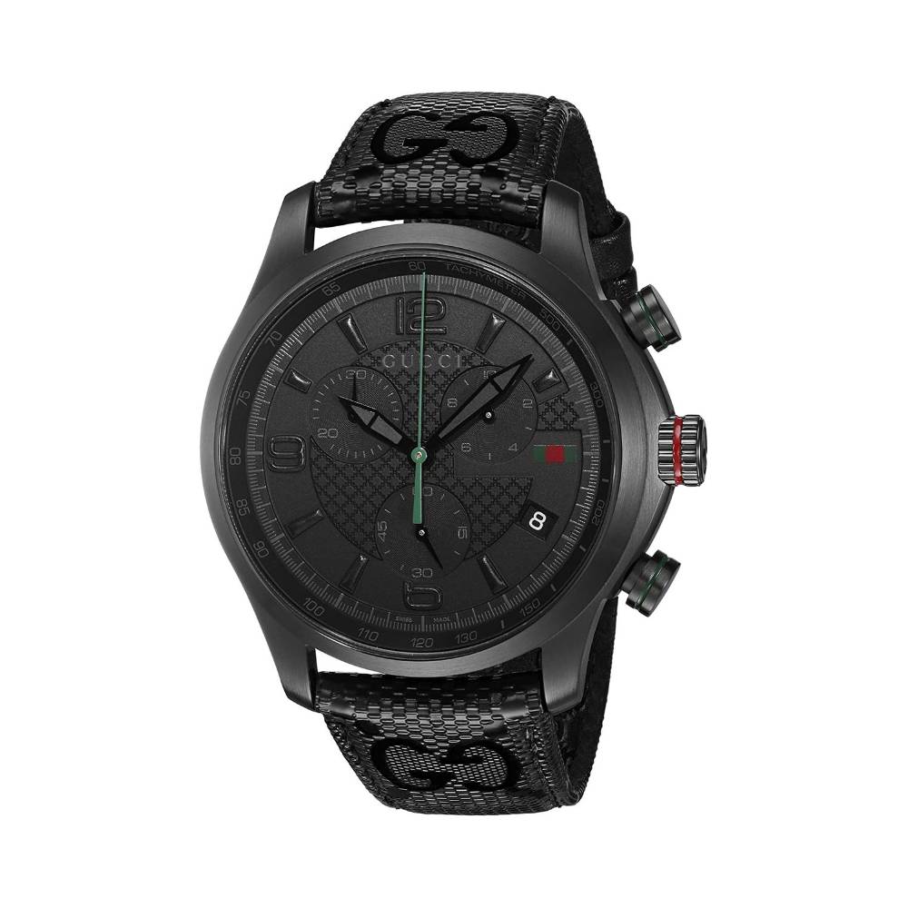 Shop Authentic Gucci G Timeless Quartz Chronograph Black Dial Black Leather Strap Watch For Men - YA126244 - Luxxuri