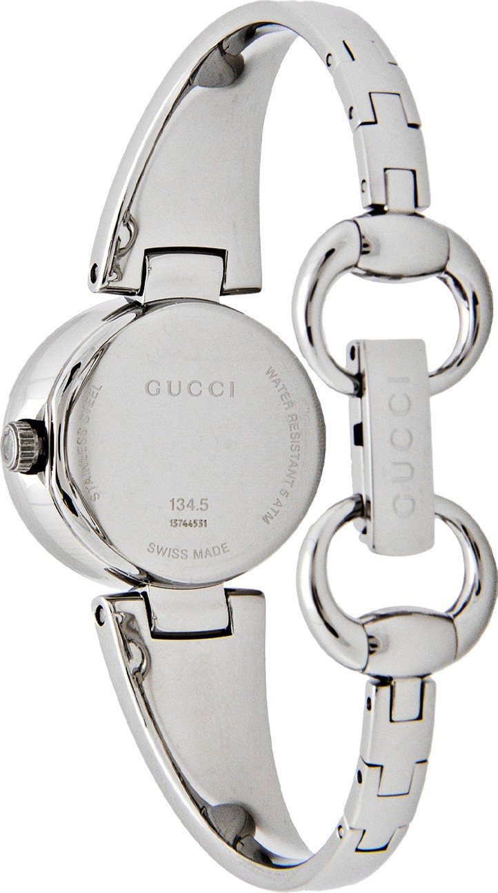 Gucci Guccissima Diamonds Mother of Pearl Dial Silver Steel Strap Watch For Women - YA134504