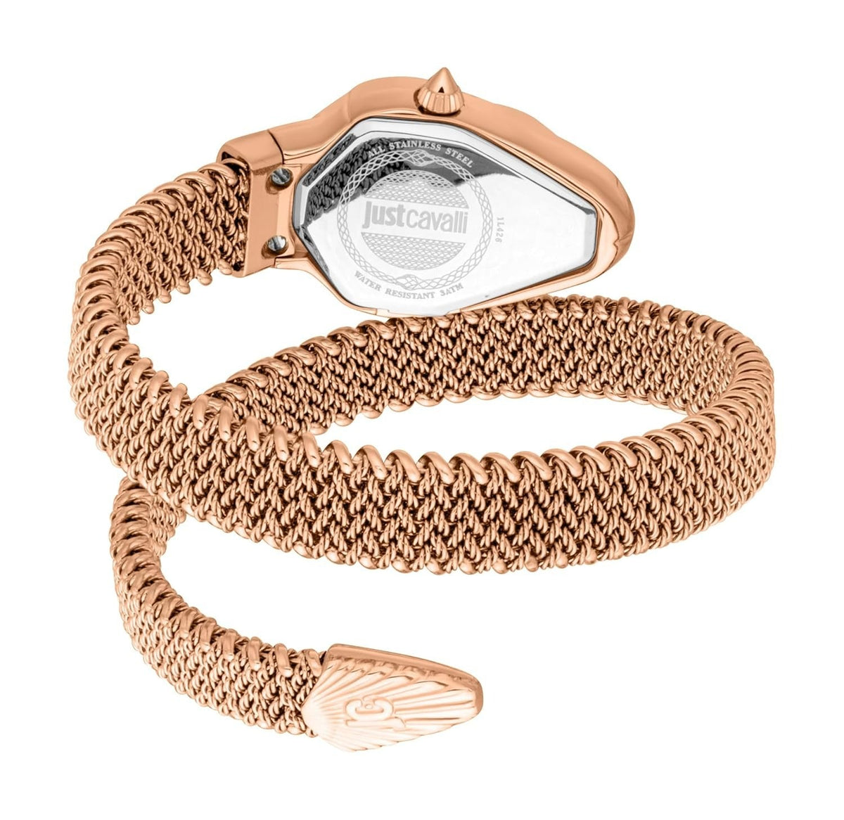 Just Cavalli Fiamma Green Dial Rose Gold Steel Strap Watch for Women - JC1L426M0045