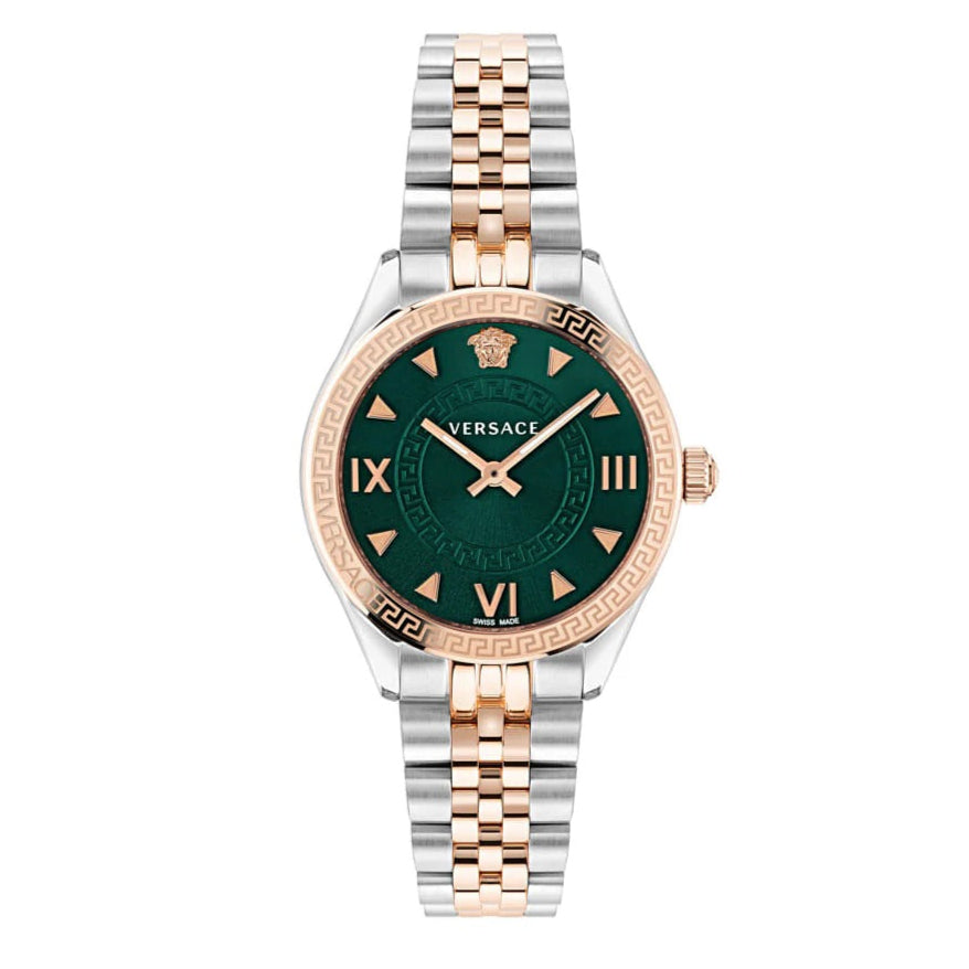 Shop Authentic Versace Hellenyium Quartz Green Dial Two Tone Steel Strap Watch for Women - VE2S00422 - Luxxuri