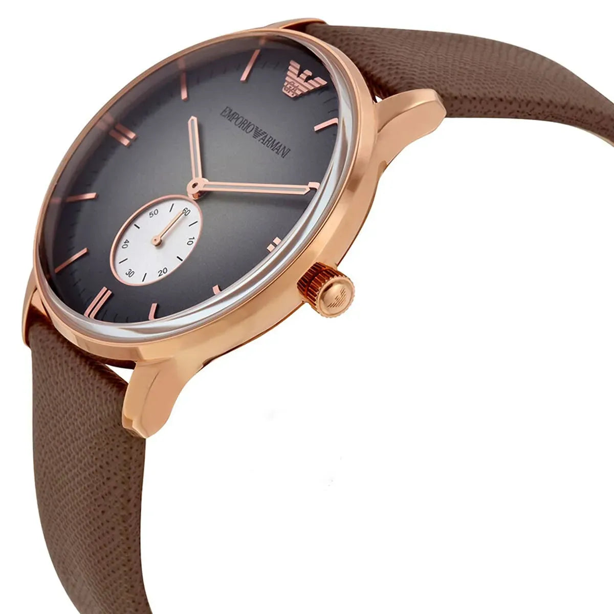 Emporio Armani Gianni Gray Dial Brown Leather Strap Watch for Men - AR1723