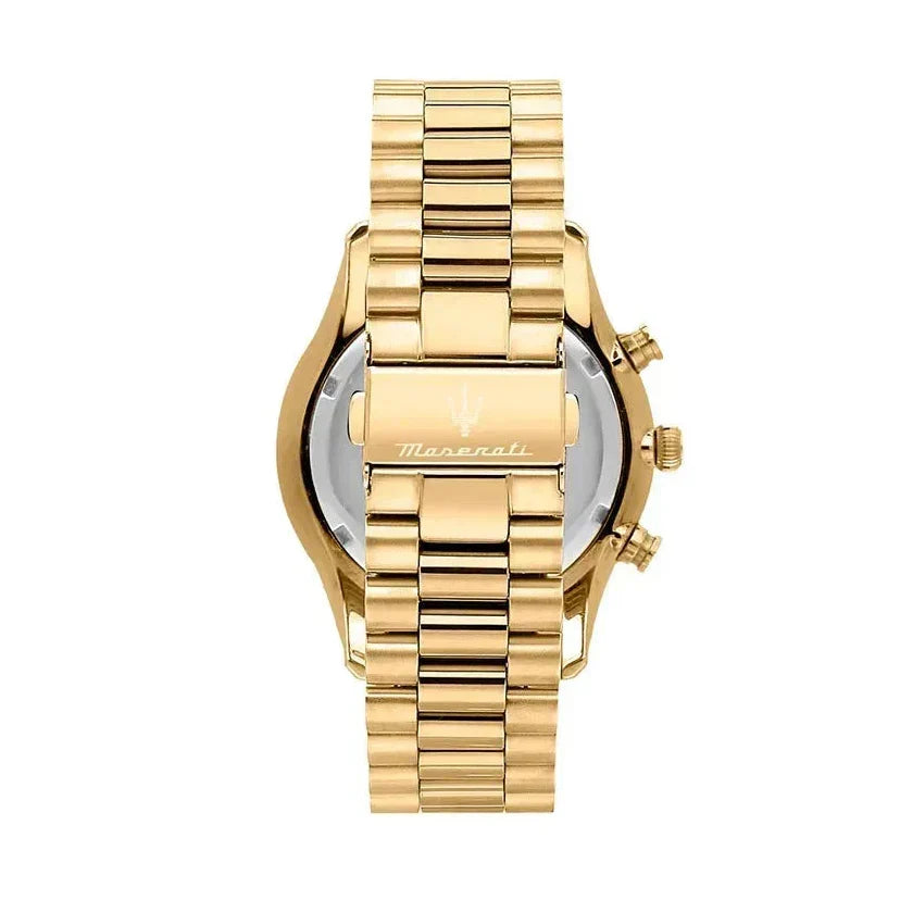Maserati Tradizione Chronograph White Dial Gold Steel Strap Watch for Men - R8873646003