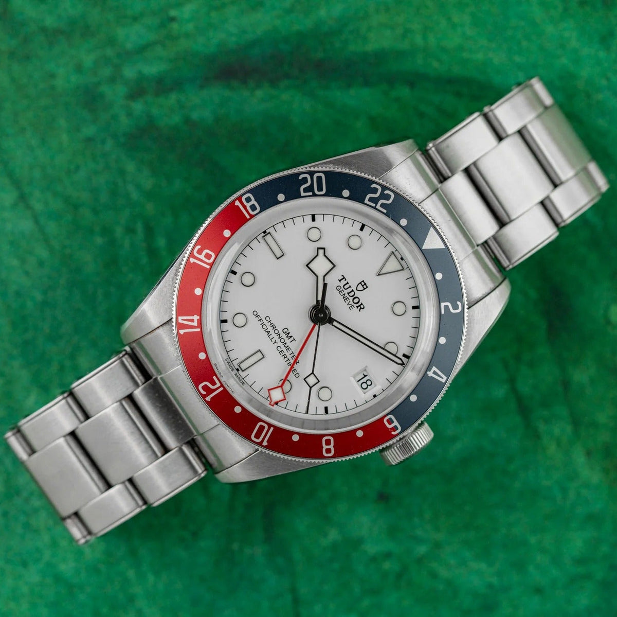 Tudor Black Bay GMT Silver Dial Silver Steel Strap Watch for Men - M79830RB-0010
