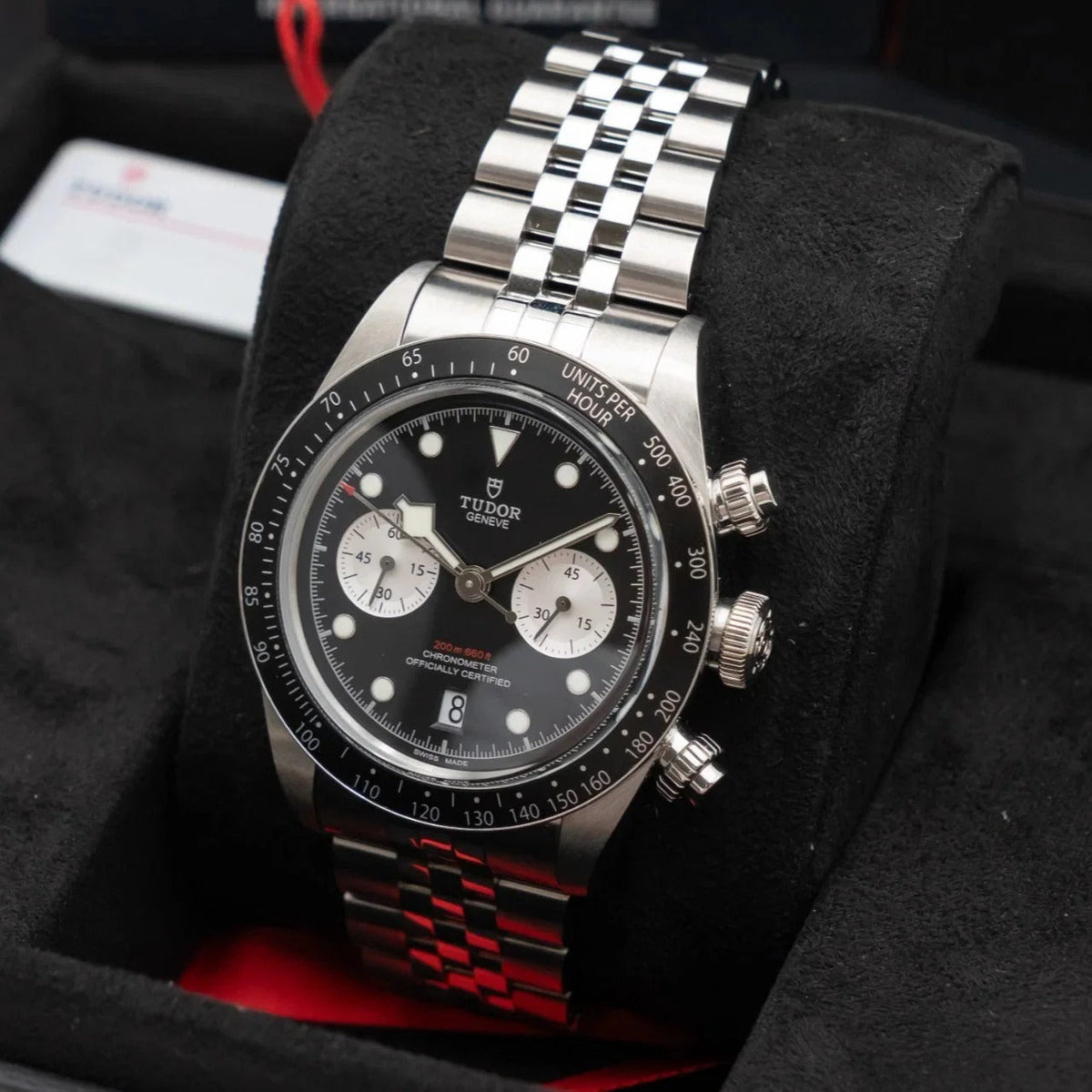 Tudor Black Bay Chrono Black Dial Silver Steel Strap Watch for Men - M79360N-0013