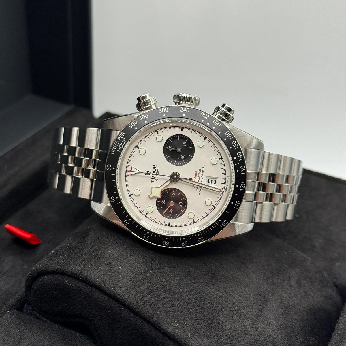 Tudor Black Bay Chrono Silver Dial Silver Steel Strap Watch for Men - M79360N-0014