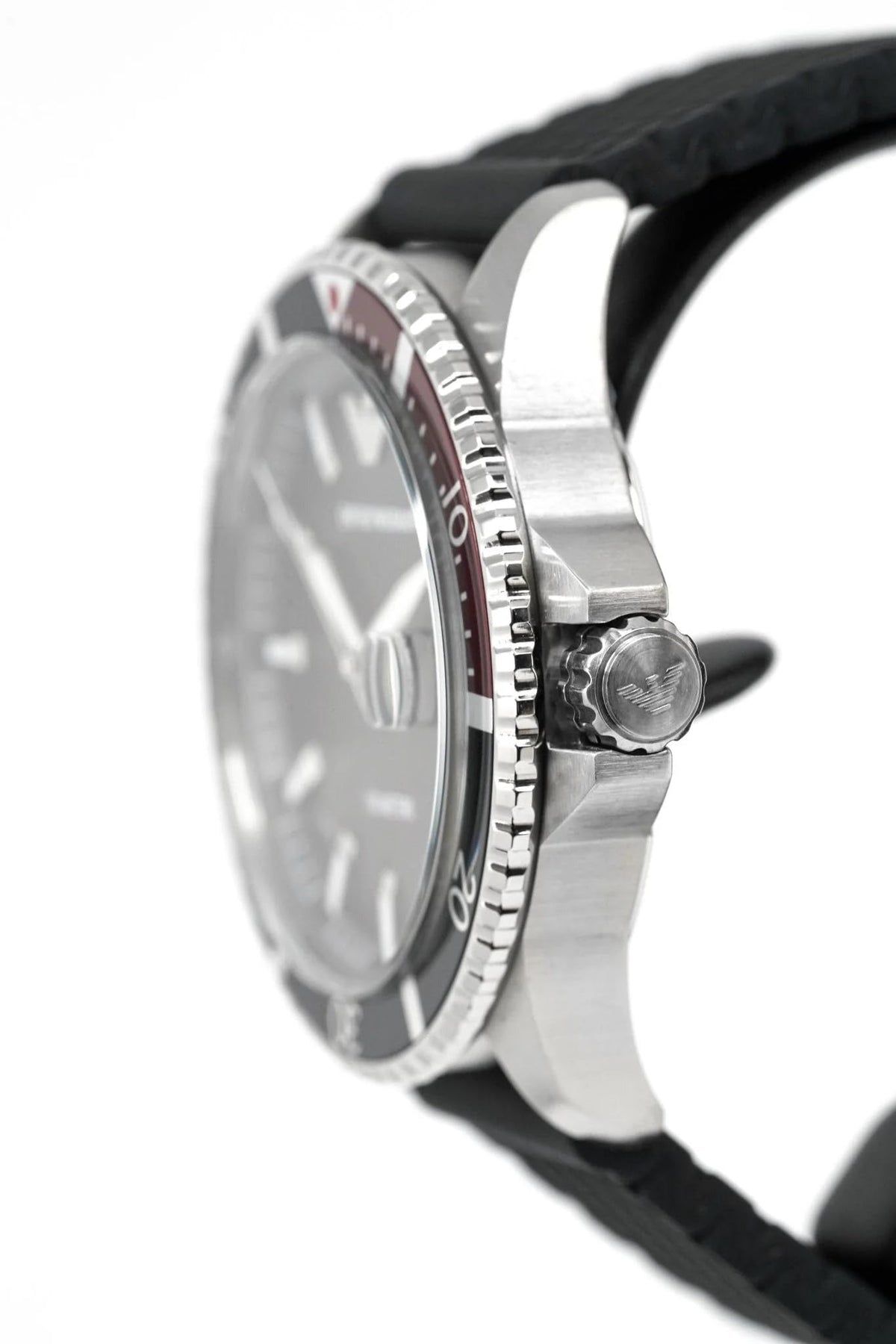 Emporio Armani Diver Black Dial Black Silicon Strap Watch for Men - AR11341